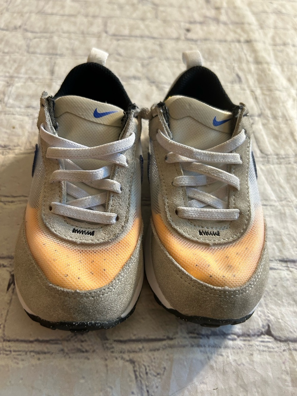 NIKE WAFFLE ONE BONE/RACER BLUE ORANGE MESH FIXED LACES BOYS SIZE 10C